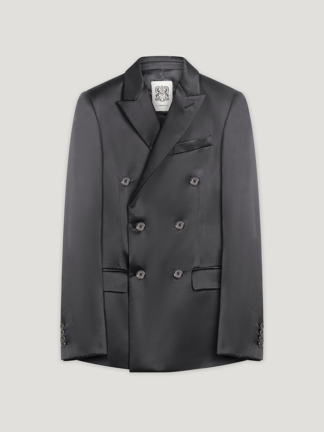 Double Breasted Silk Satin Jacket