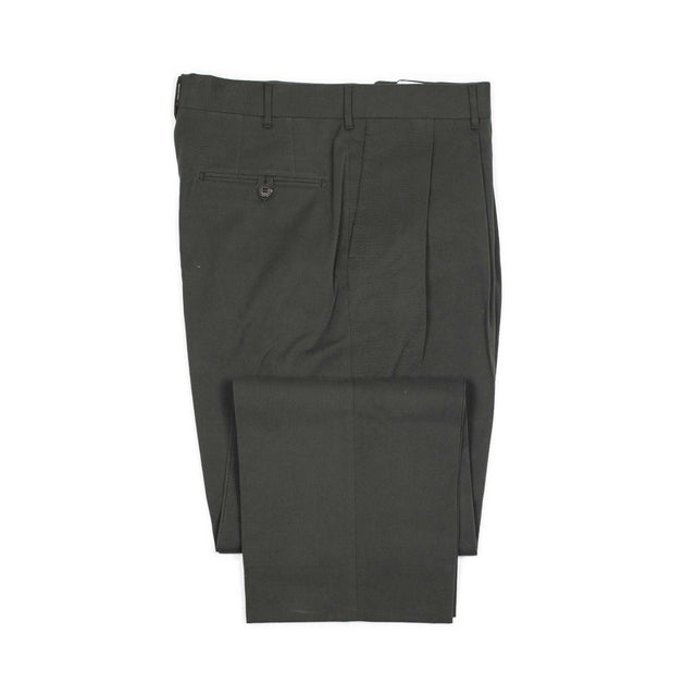Brooklyn double-pleat high-rise wide fit trousers in slate grey cotton twill
