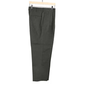 Brooklyn Double Pleat High Rise Wide Fit Trousers In Grey Cotton Twill