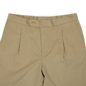 Pleated Easy Pants In Beige Cotton Twill
