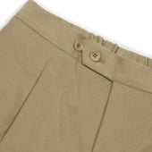 Pleated Easy Pants In Beige Cotton Twill