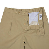 Pleated Easy Pants In Beige Cotton Twill