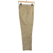 Pleated Easy Pants In Beige Cotton Twill