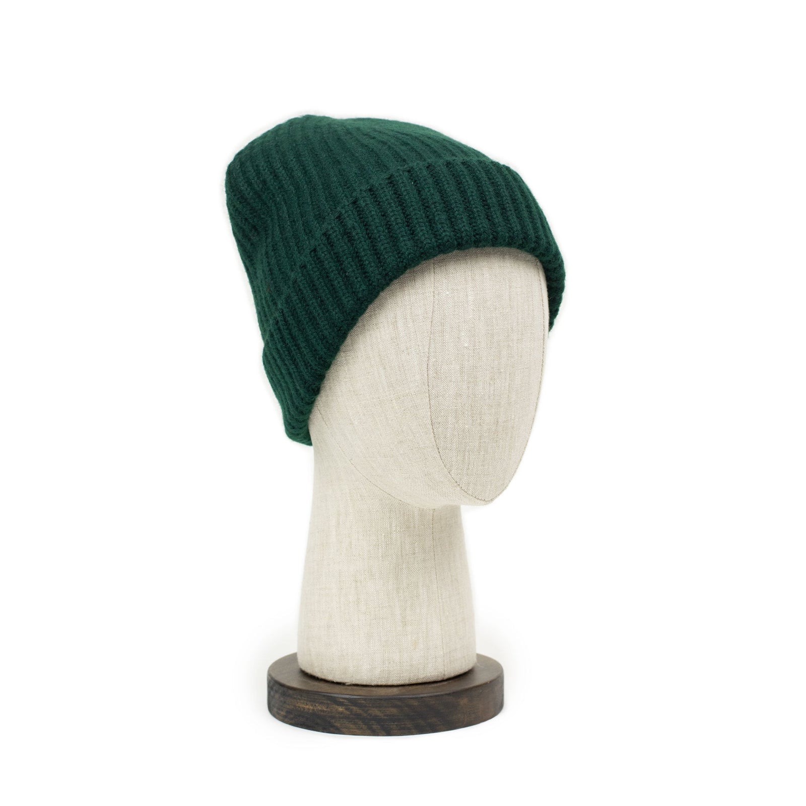 Ribbed Hat In Tartan Green 4 Ply Geelong Wool