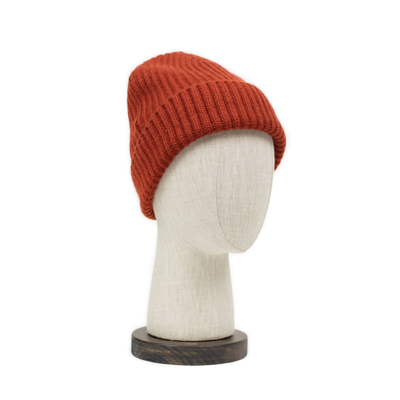 Ribbed Hat In Harissa 4 Ply Pure Cashmere