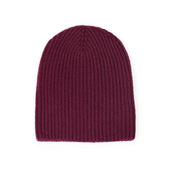 Ribbed Hat In Damson Burgundy 4 Ply Geelong Wool