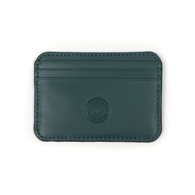 Humphrey double-sided card case in green leather