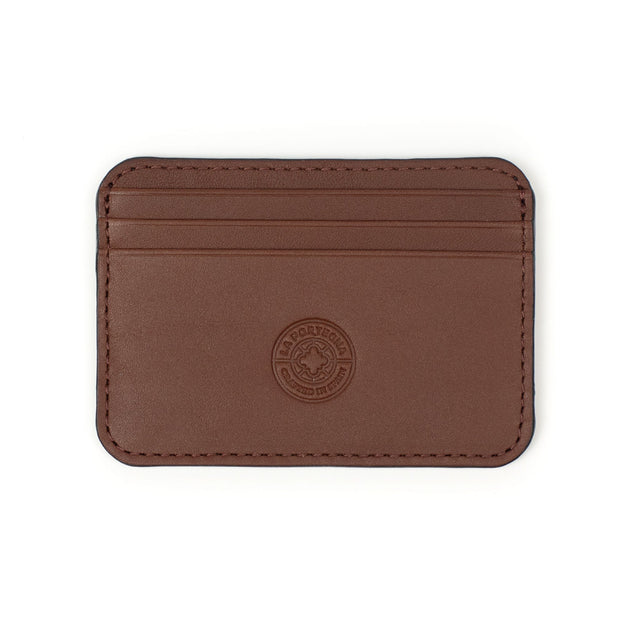 Humphrey double-sided card case in brown leather