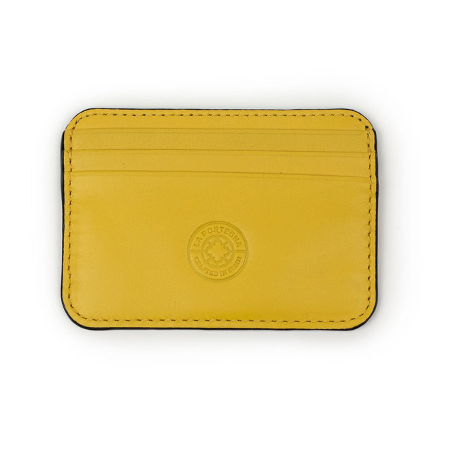 Humphrey double-sided card case in yellow leather