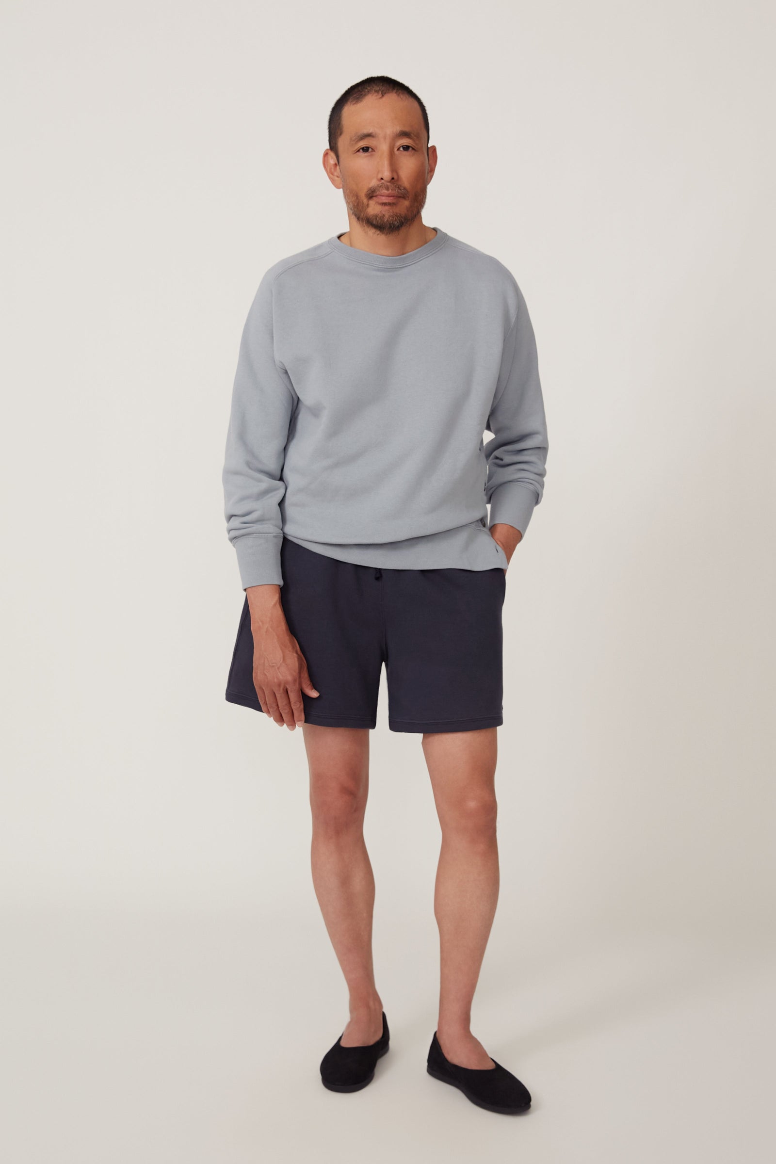 Side Button Crewneck Sweatshirt