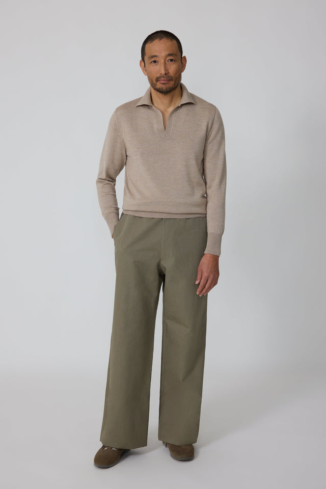 Long Sleeve Polo (Oat Wool Silk)