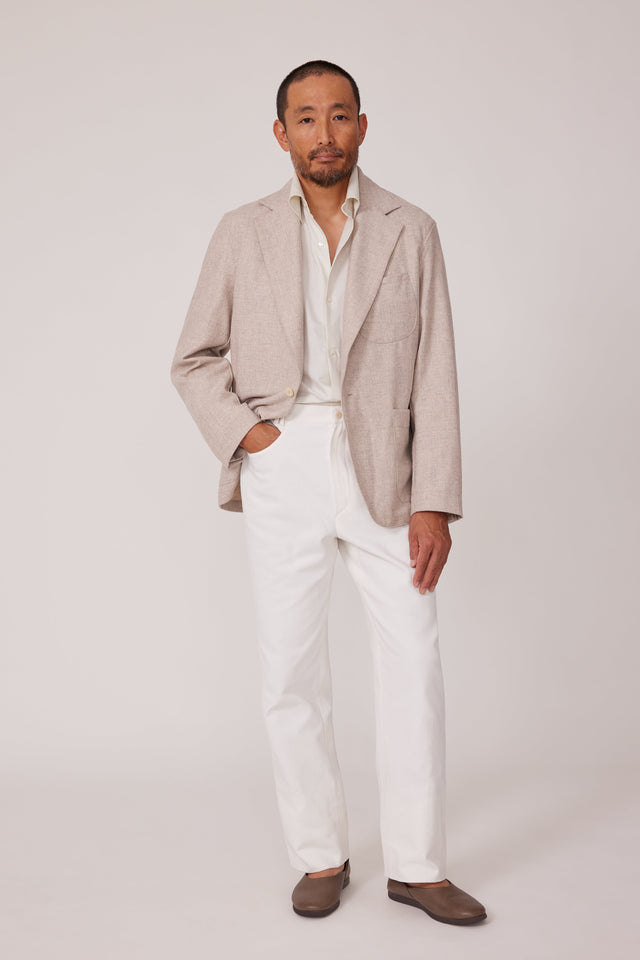 Single Breasted Shirt Jacket (Oat Panama Weave Wool)
