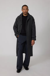 Raglan Coat (Grey Wool Herringbone)