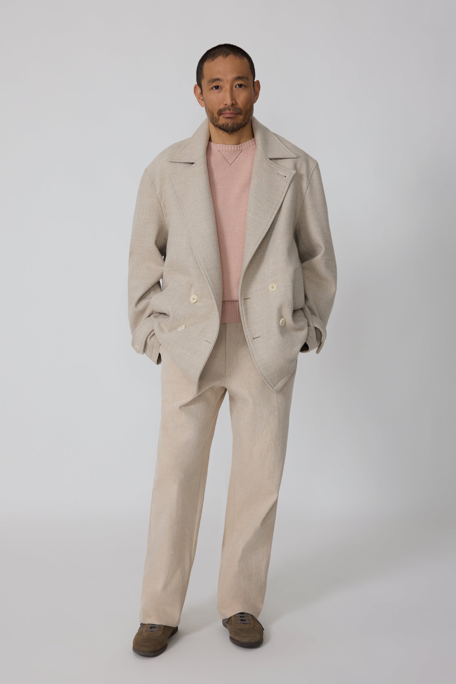 Pea Coat Undyed Wool