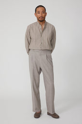 Single Pleat Trouser (Taupe Undyed Wool)