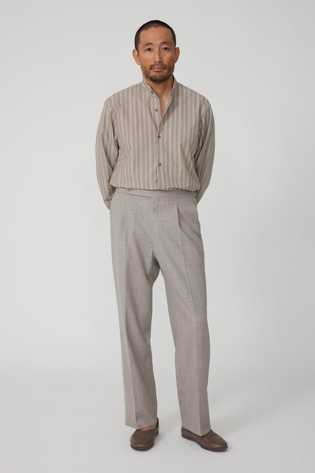 Single Pleat Trouser (Taupe Undyed Wool)
