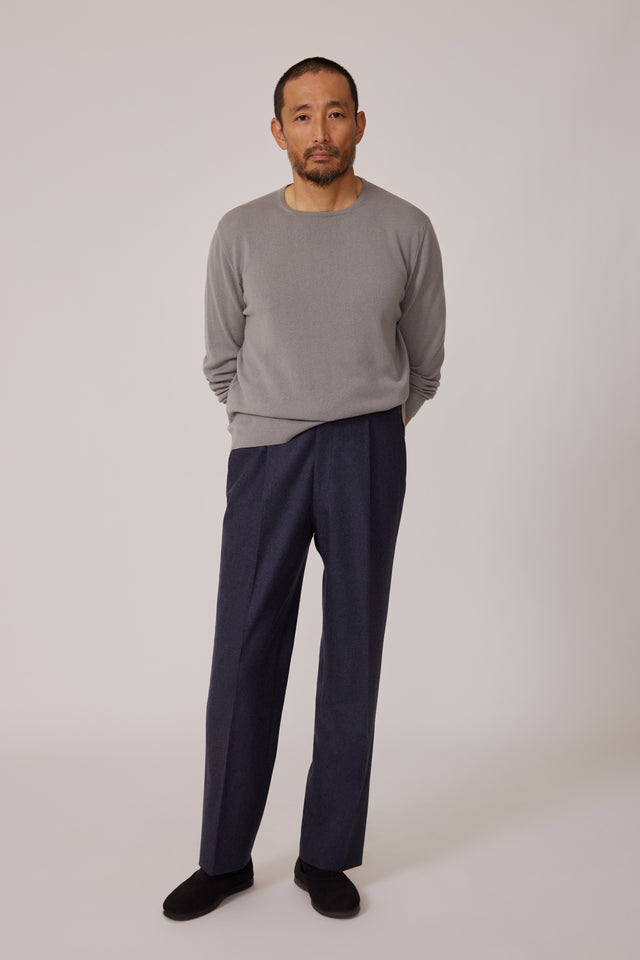 Single Pleat Trouser (Indigo Moss Flannel)