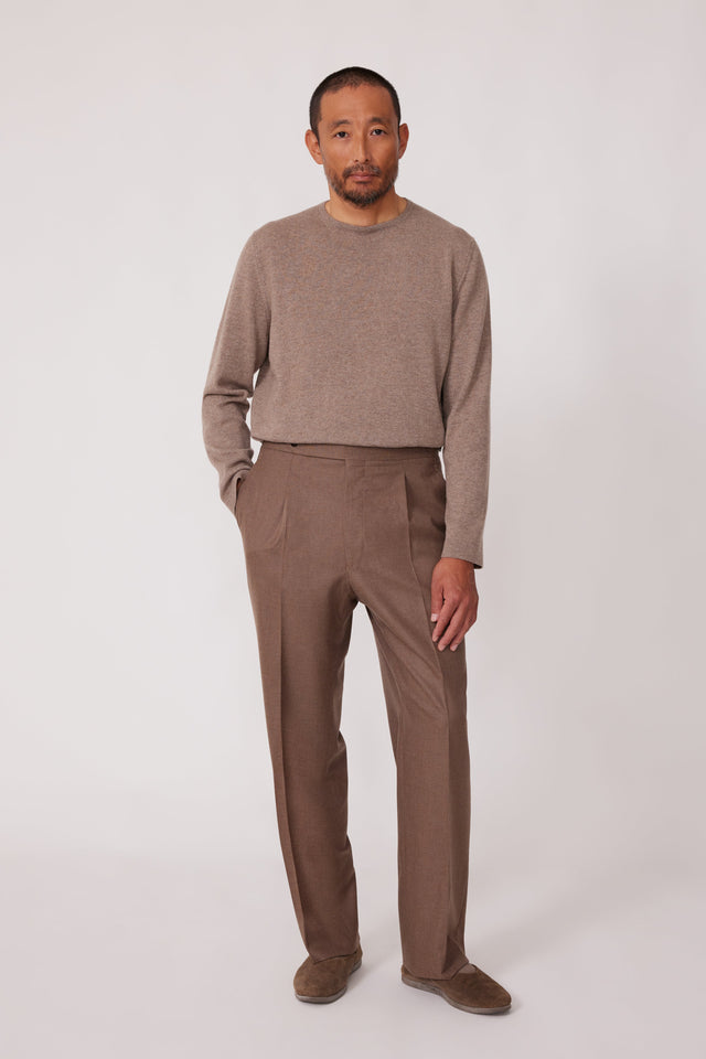 Long Sleeve Knit T-Shirt (Taupe Undyed Cashmere)