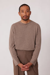 Long Sleeve Knit T Shirt Undyed Cashmere