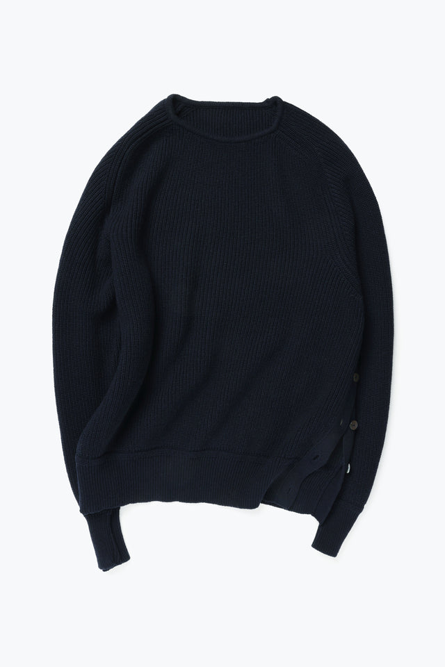 Side Button Crewneck (Navy Cashmere)