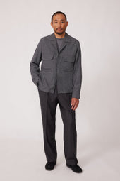 Long Sleeve Camp Shirt (Grey Cashmere Silk Tonal Pinhead)