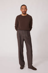 Single Pleat Trouser (Walnut Wool Cashmere Flannel)