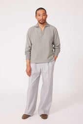 Long Sleeve Polo (Sage Double Cotton Pique)