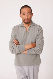 Long Sleeve Polo Double Cotton Pique