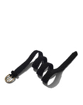 Woven Belt in Black Suede