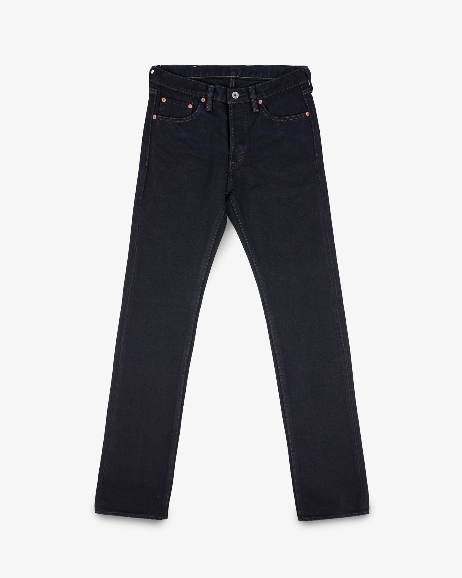 21oz Selvedge Denim Slim Cut Jeans - Indigo Overdyed Black (with Tonal Pocket Arcs)