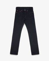 21oz Selvedge Denim Slim Cut Jeans - Indigo Overdyed Black (with Tonal Pocket Arcs)