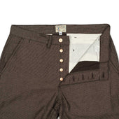 Flat Front Chinos In Brown Wabash Stripe Japanese Cotton