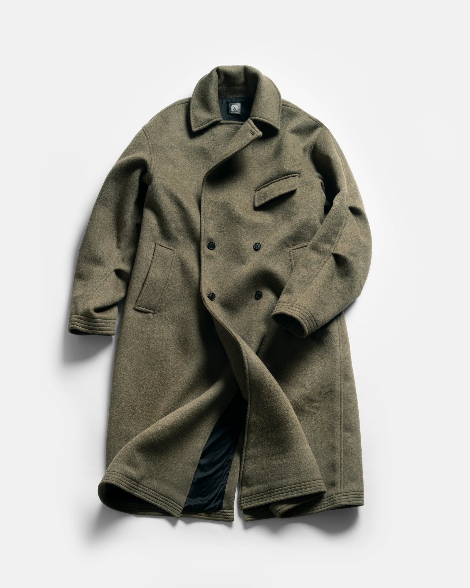 Double Breasted Bridge Coat Melange Wool Melton