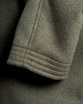 DOUBLE BREASTED BRIDGE COAT - OLIVE MELANGE WOOL MELTON