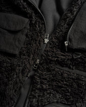 BANKS UTILITY FLEECE - BLACK ORGANIC ORGANIC COTTON SHERPA AND DOUBLE WEAVE JACQUARD COTTON