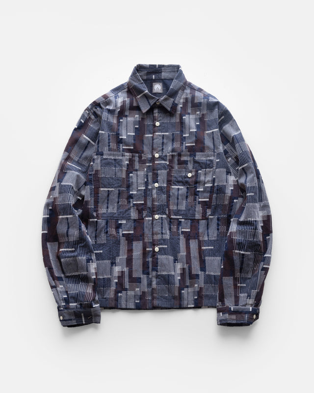 Pilchuck Work Shirt Midnight Ecru Chocolate Scatter Embroidered Cotton Micro Ripstop
