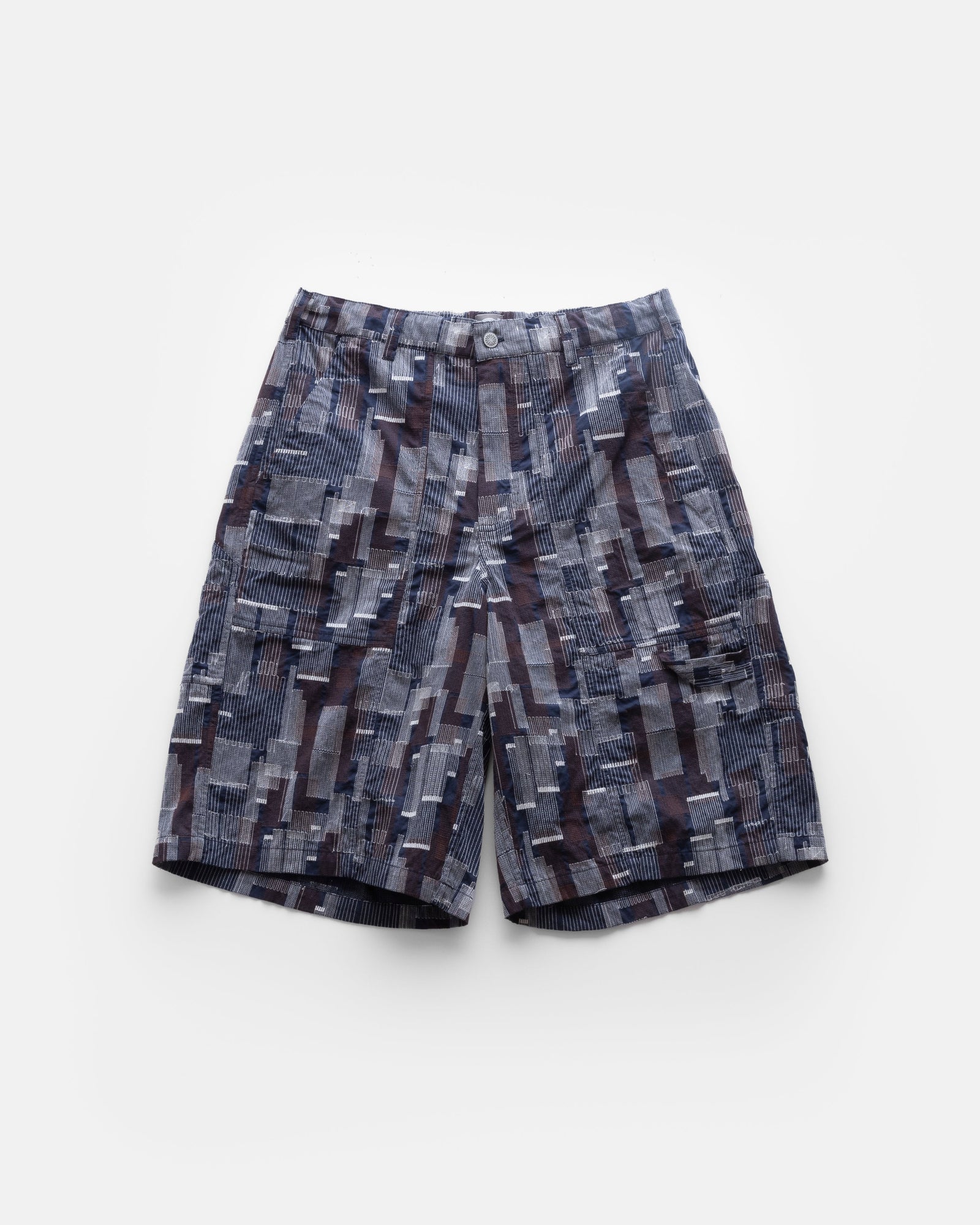 Lotus Carpenter Short Midnight Ecru Chocolate Scatter Embroidered Cotton Micro Ripstop