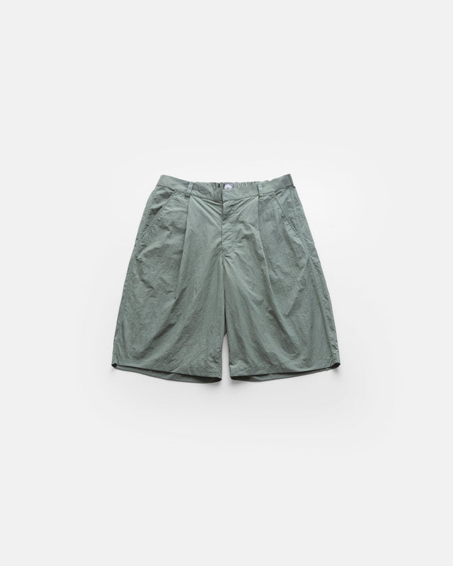 EMERY PLEATED BIG SHORTS - FADED SAGE MICRO RIPSTOP NYLON