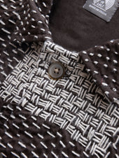 S/S SAM SHIRT - FONDENTE BROWN / ECRU PATCHWORK KANTHA STITCHED COTTON