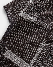 S/S SAM SHIRT - FONDENTE BROWN / ECRU PATCHWORK KANTHA STITCHED COTTON