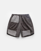 JAIPUR EASY SHORTS - FONDENTE BROWN / ECRU PATCHWORK KANTHA STITCHED COTTON