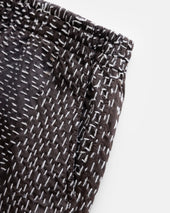 JAIPUR EASY SHORTS - FONDENTE BROWN / ECRU PATCHWORK KANTHA STITCHED COTTON