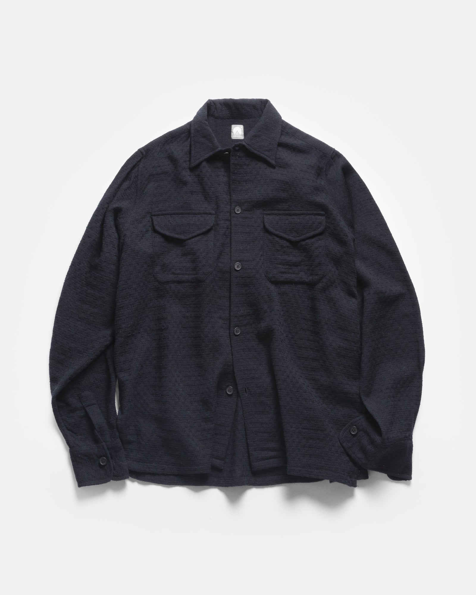 Wes Straight Hem Work Shirt Midnight Worsted Wool Dobby