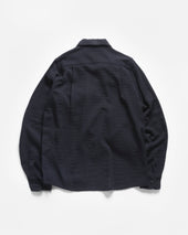 Wes Straight Hem Work Shirt Midnight Worsted Wool Dobby