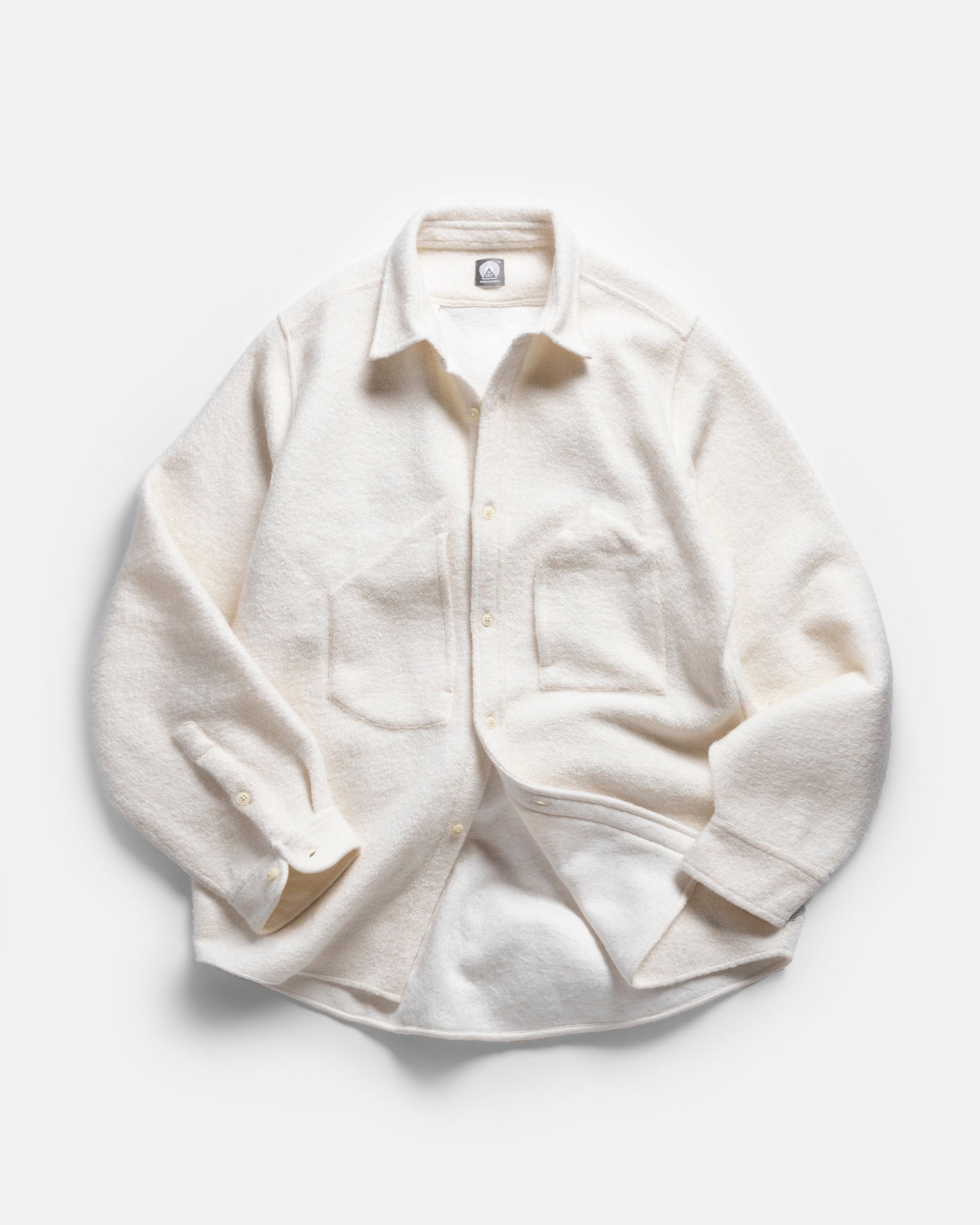 Bacliff Abstract Pocket Work Shirt Salt Woolen Boucl