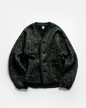 FOLA V-NECK CARDIGAN - MIRKWOOD GREEN REVERSE BOUCLÉ BLENDED WOOL