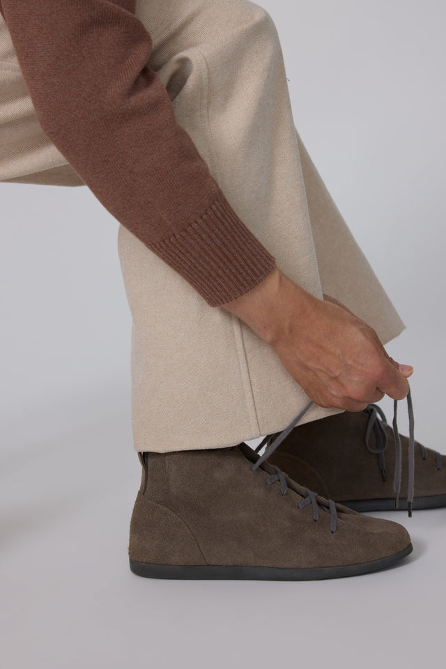 Pleated Boot (Taupe Suede)