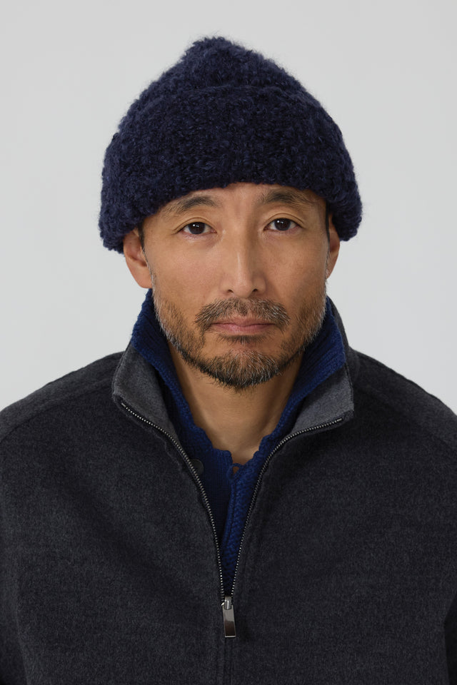 Watch Cap (Navy Mohair Wool Silk)
