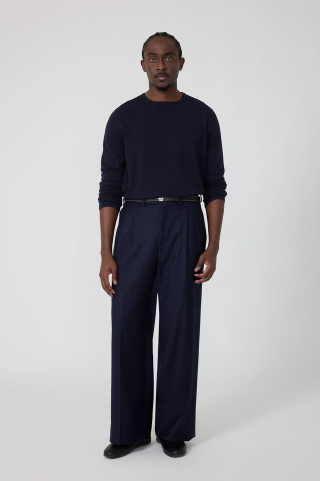 Long Sleeve Knit T-Shirt (Navy Cashmere)