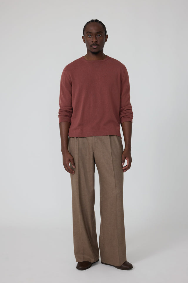 Long Sleeve Knit T-Shirt (Brick Cashmere)